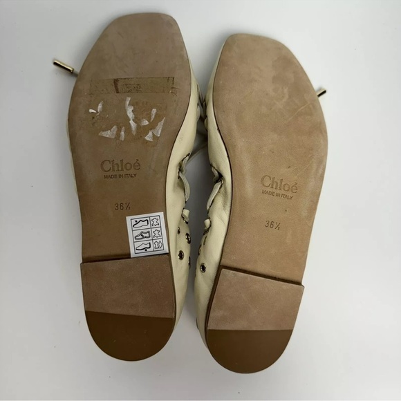 Chloe Oracia Grommet White/Ivory Leather Ballerina Flats Size 36.5 (MSRP $795) - Picture 8 of 9